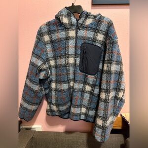 Uniqlo x JW ANDERSON CHECKED PLAID DEEP PILE FLEECE HOODIE Medium